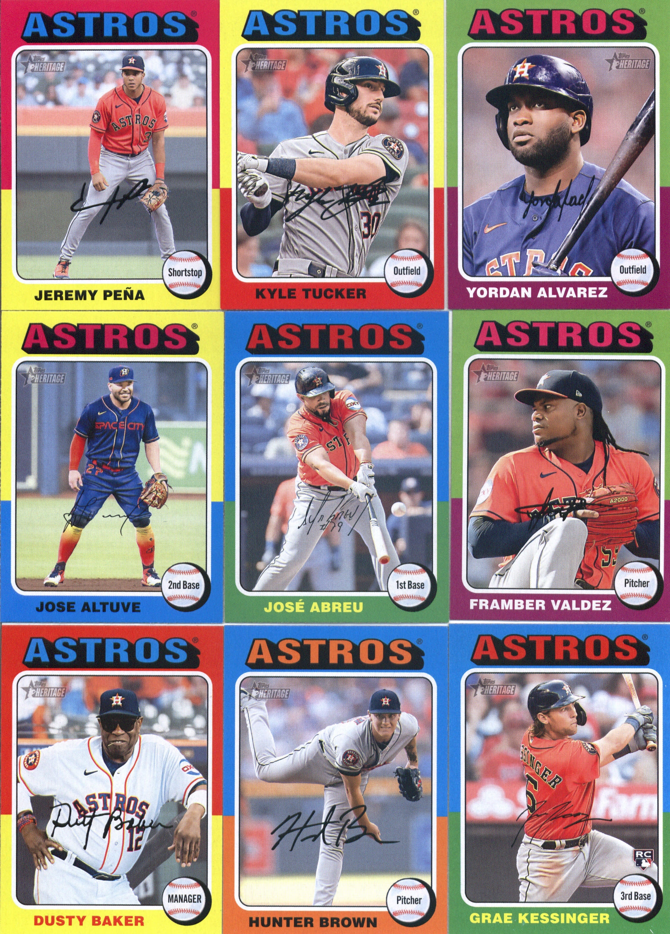 2024 Topps Heritage Houston Astros Team Set of 9 Cards