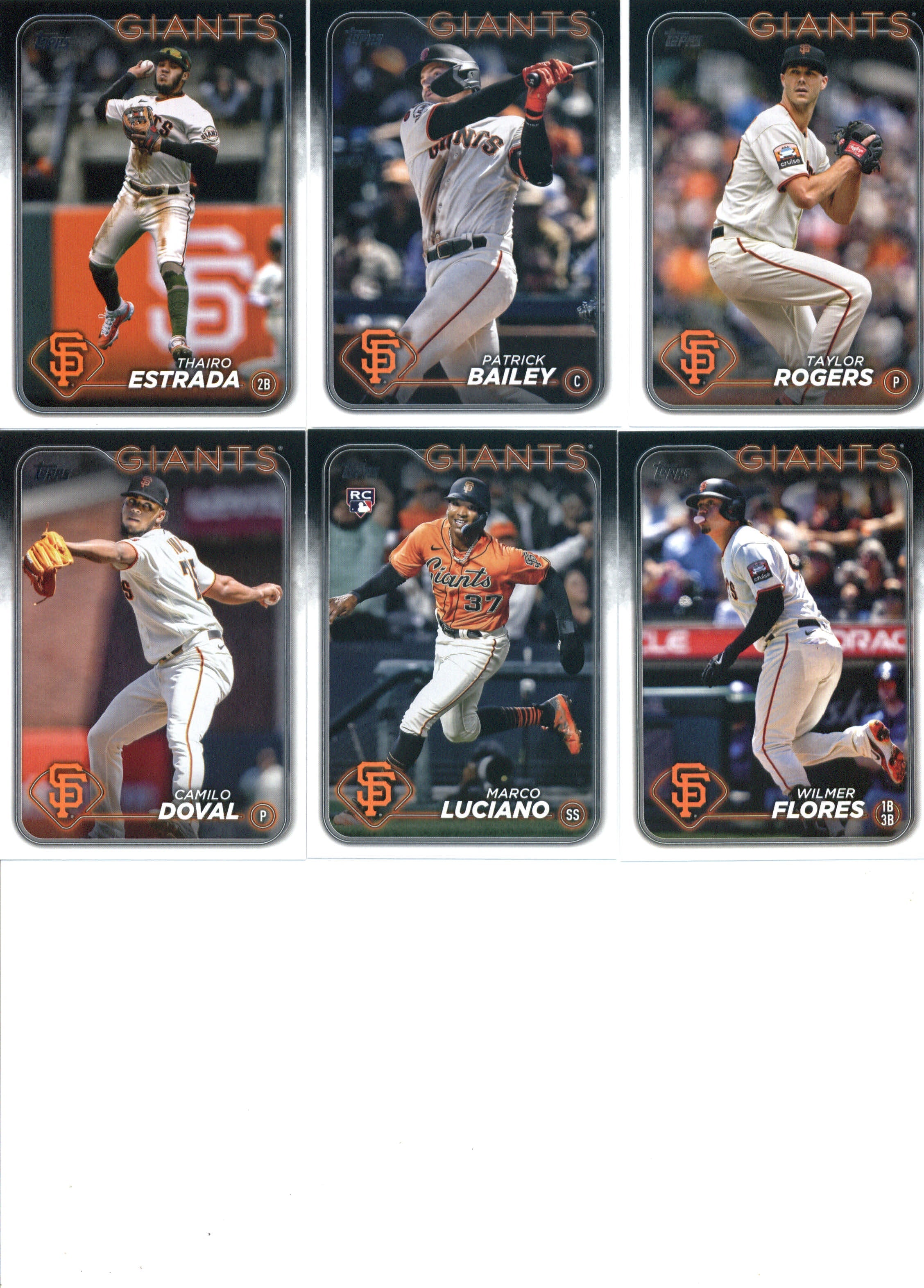 2024 Topps Series 1 San Francisco Giants Team Set of 11 Cards