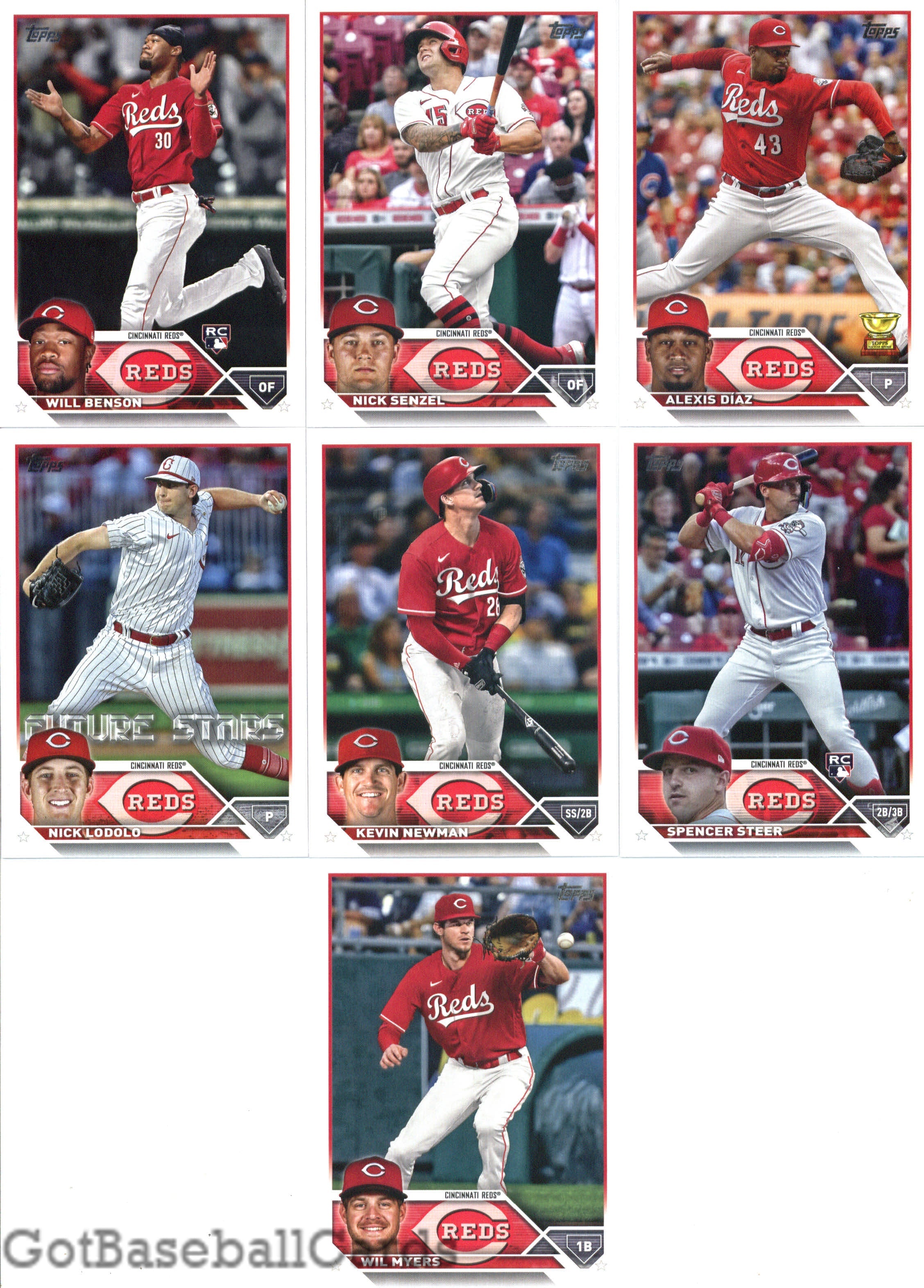 2023 Topps Complete Set (Series 1 & 2) Cincinnati Reds Team Set of 21 Cards
