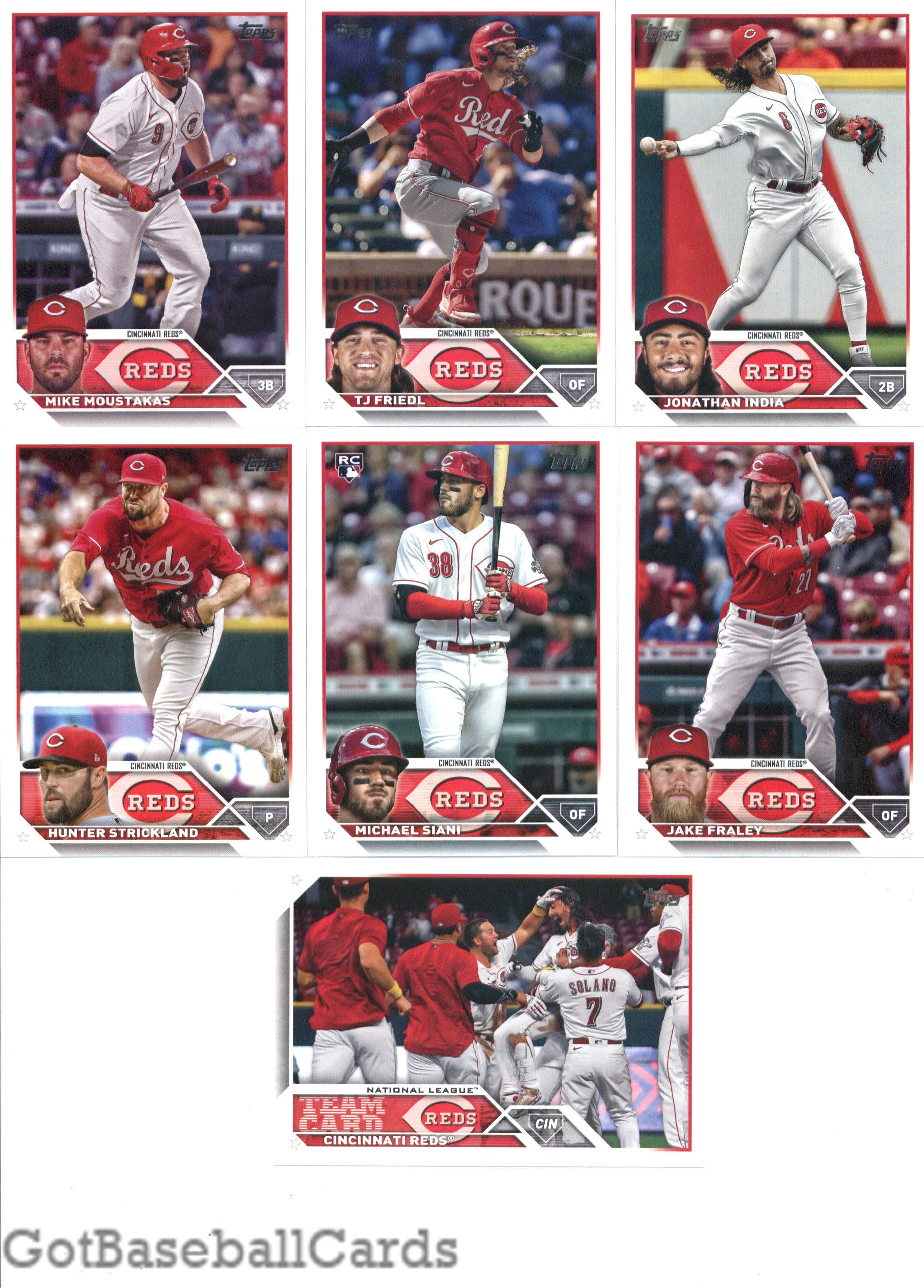 2023 Topps Complete Set (Series 1 & 2) Cincinnati Reds Team Set of 21 Cards