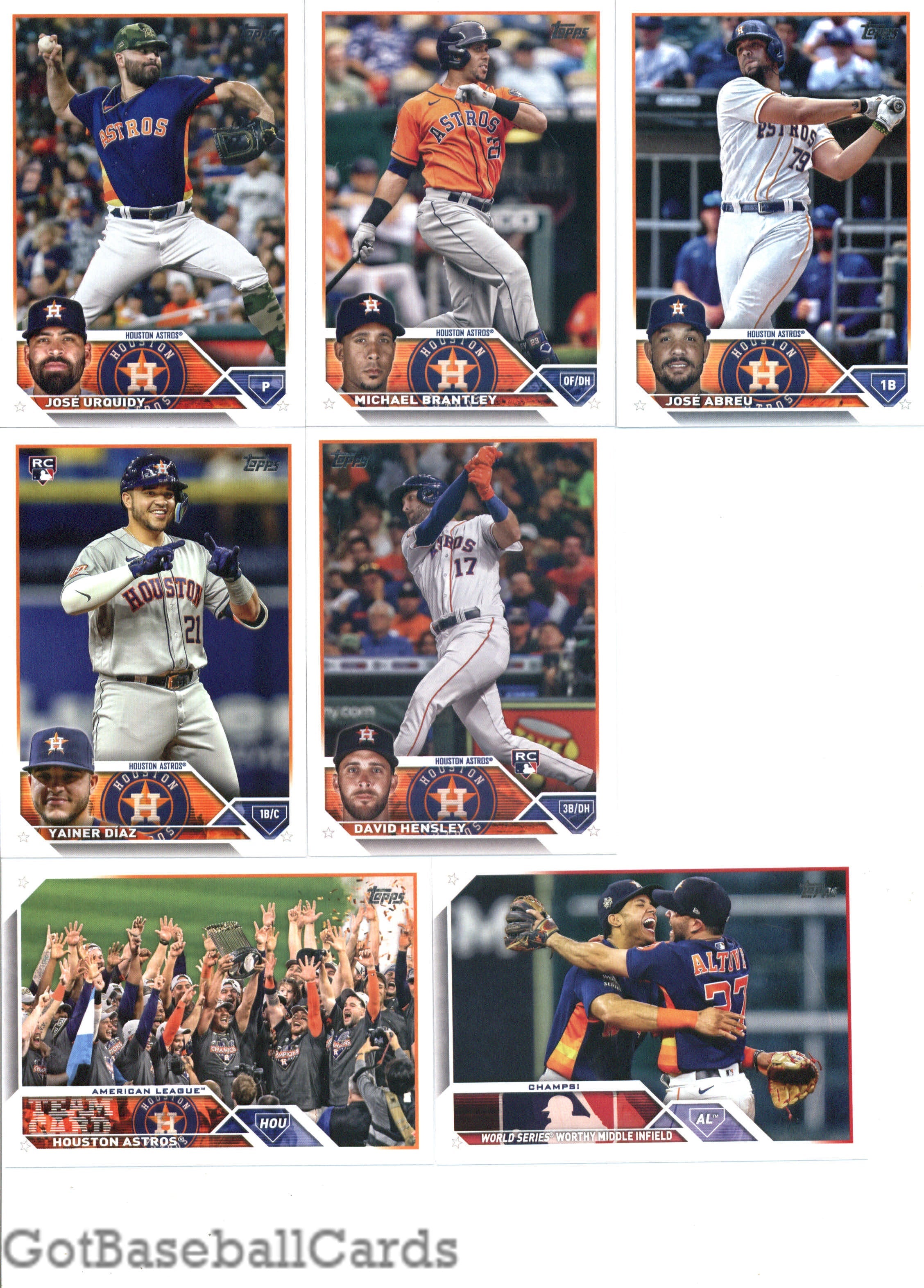 2023 Topps Complete Set (Series 1 & 2) Houston Astros Team Set of 22 Cards