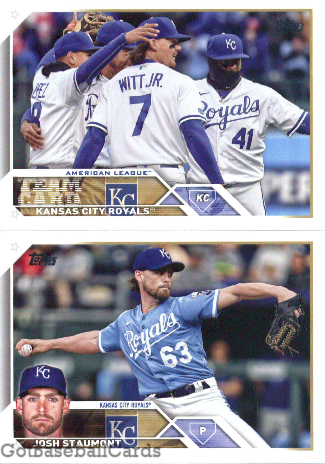 2023 Topps Complete Set (Series 1 & 2) Kansas City Royals Team Set of 21 Cards