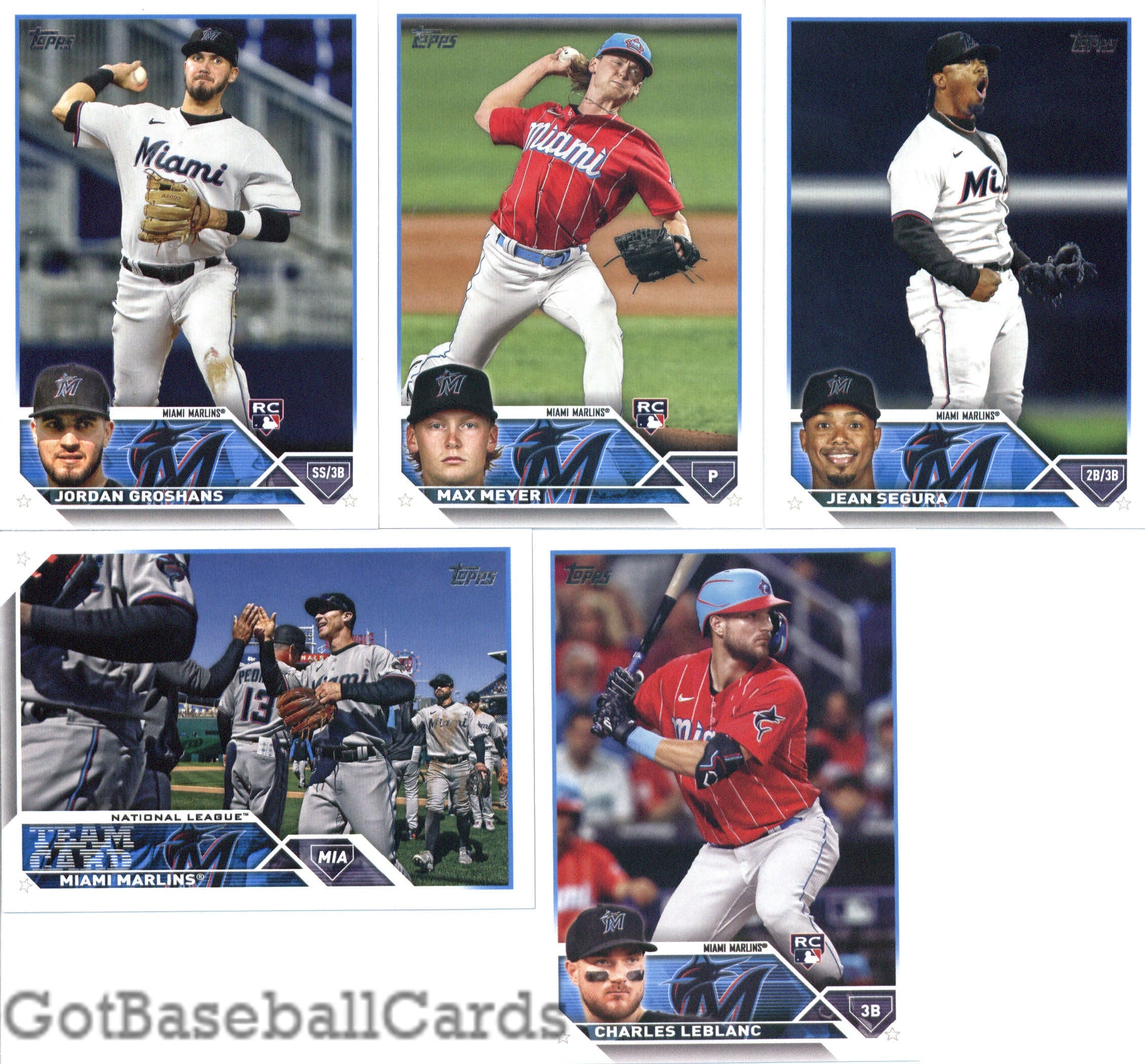 2023 Topps Complete Set (Series 1 & 2) Miami Marlins Team Set of 19 Cards