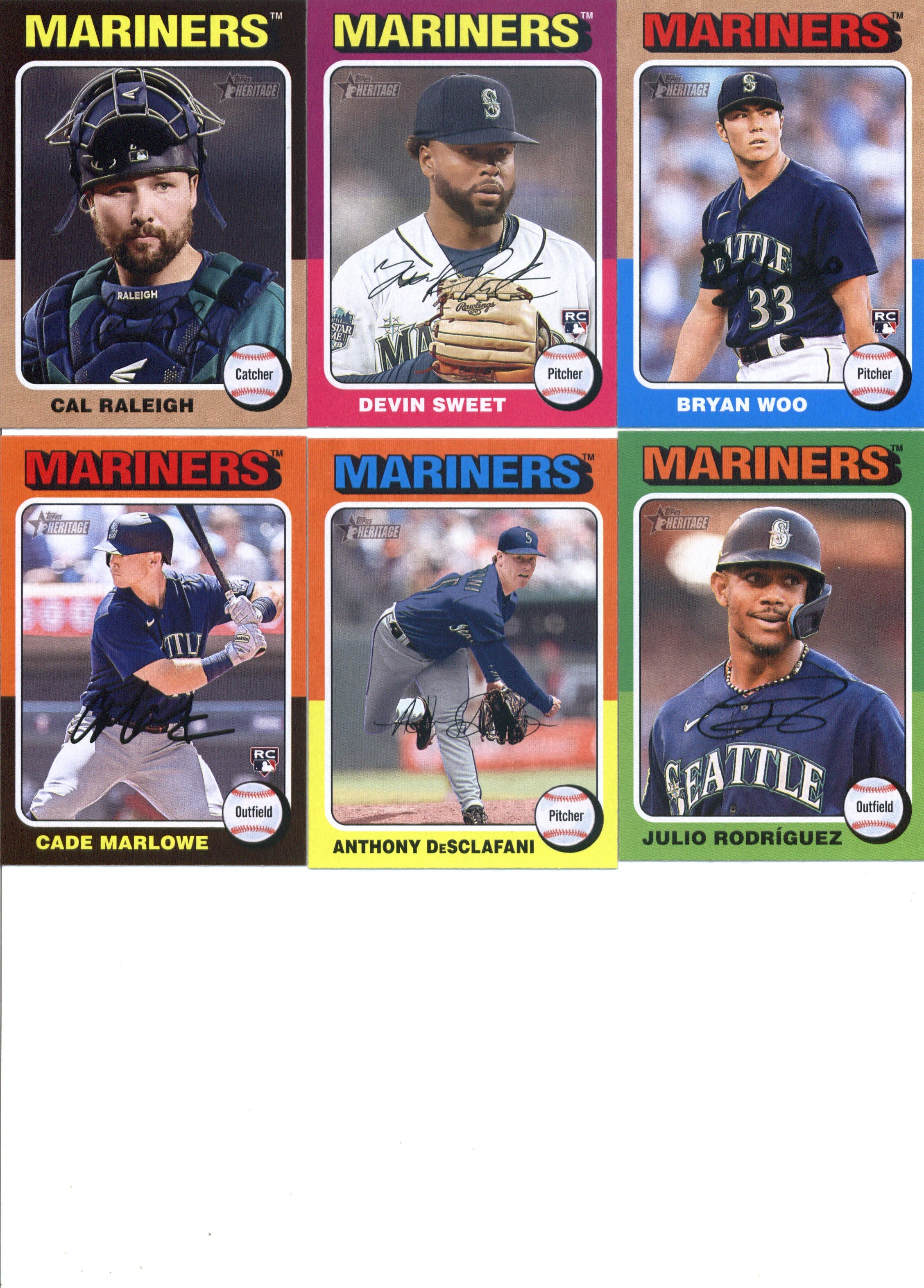 2024 Topps Heritage Seattle Mariners Team Set of 12 Cards