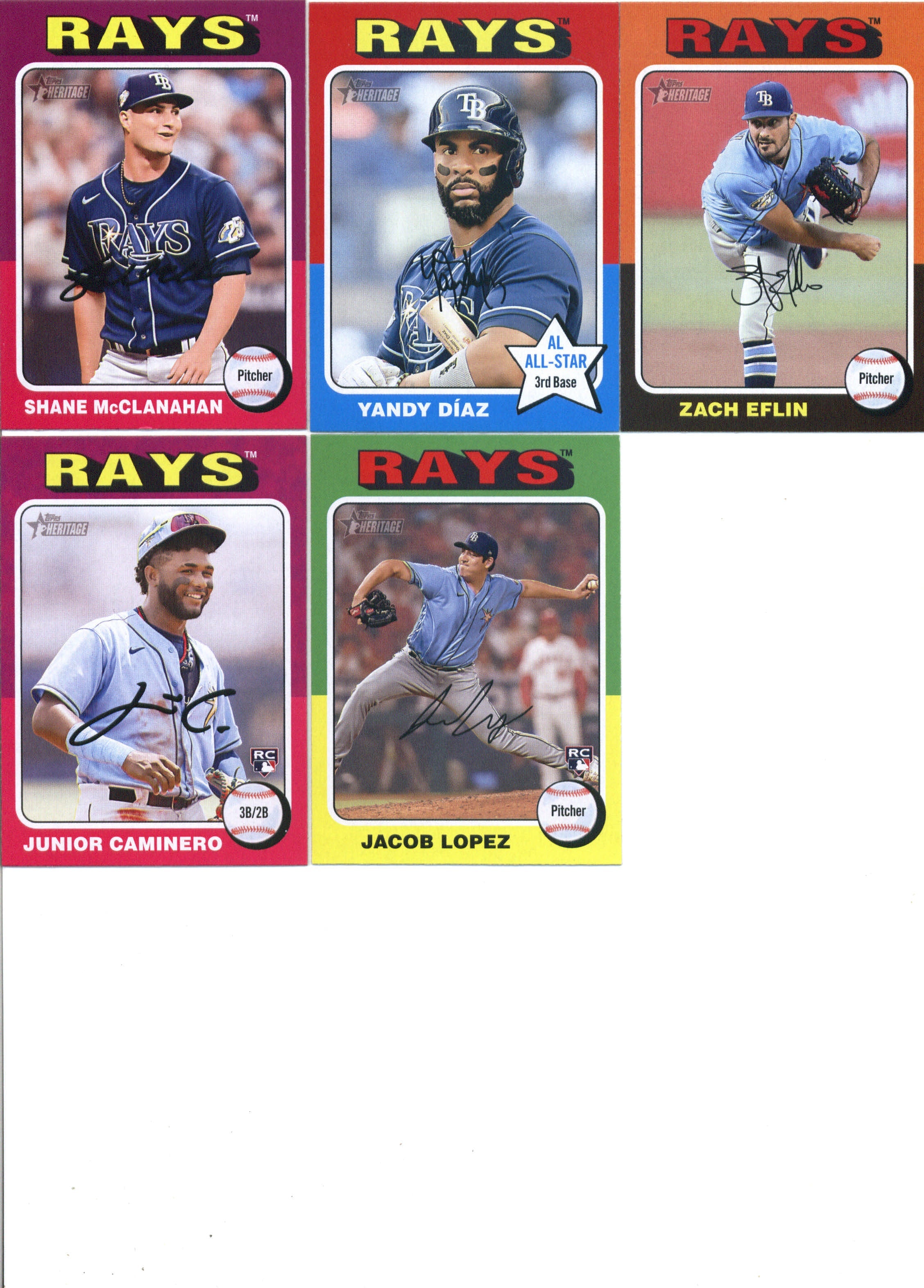 2024 Topps Heritage Tampa Bay Rays Team Set of 11 Cards